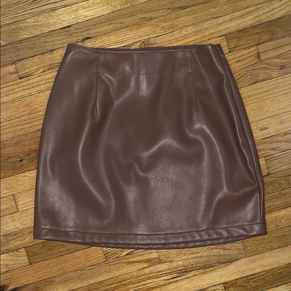 Abercrombie & Fitch Brown Scarlett Vegan Leather Mini Skirt